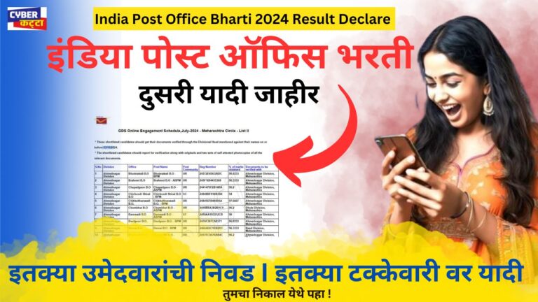 India Post Office Bharti 2024 Result Declare